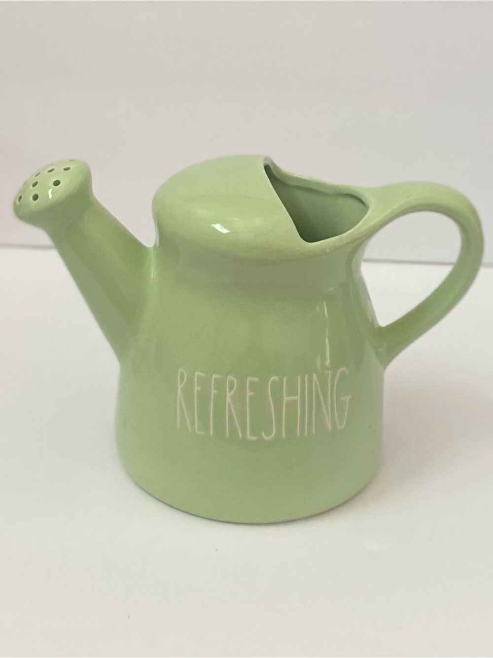 Rae Dunn Green Ceramic Garden
Watering Can Pitcher "REFRESHING”